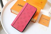 LV Zippy Vertical Wallet Cross Pattern (Rose) M63095   - 5