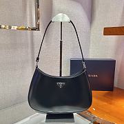 PRADA Cleo Brushed Leather Shoulder Bag (Black)   - 1