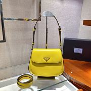 PRADA Cleo Brushed Leather Shoulder Bag With Flap (Yellow)  - 1