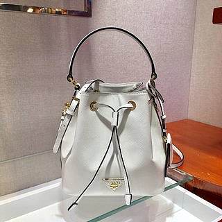 PRADA Saffiano Leather Bucket Bag (White) 1BE032_2A4A_F0009_V_OOO 