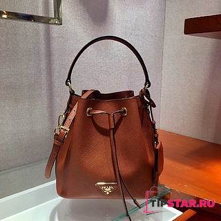 PRADA Saffiano Leather Bucket Bag (Tan)  - 1