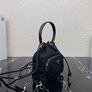 PRADA Fabric Cosmetic Pouch  With Saffiano Wrist & Shoulder Strap (Black) 1N1864 - 4