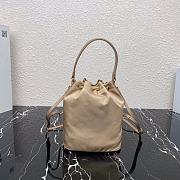 PRADA Fabric Cosmetic Pouch  With Saffiano Wrist & Shoulder Strap (Beige) 1N1864  - 5