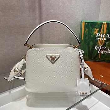 PRADA Matinée Small Saffiano Leather Bag (White) 