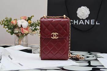 Chanel Double Golden Ball Mobile Phone Bag (Burgundy) 99072 