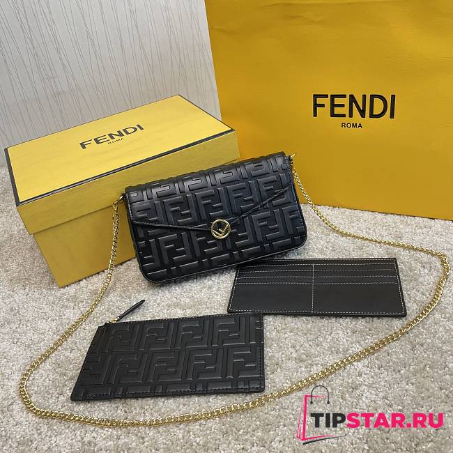 FENDI Wallet On Chain With Pouches Leather Mini-Bag (Black)   - 1