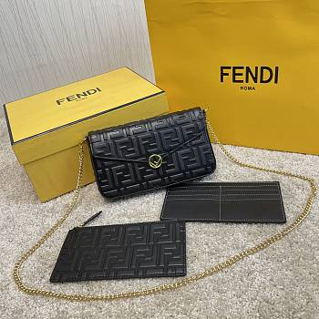 FENDI Wallet On Chain With Pouches Leather Mini-Bag (Black)  