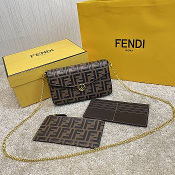 FENDI Wallet On Chain With Pouches Leather Mini-Bag (Mocha Brown)  