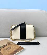 FENDI Baguette Chain Nappa Leather Bag (Black And White) 8BR783ACNZF1C0I  - 6