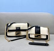 FENDI Baguette Chain Nappa Leather Bag (Black And White) 8BR783ACNZF1C0I  - 1