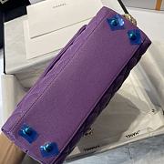 Chanel Large Flap Bag With Top Handle (Purple) 92993 - 4