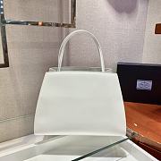 PRADA Brushed Leather Handbag (White)  - 5