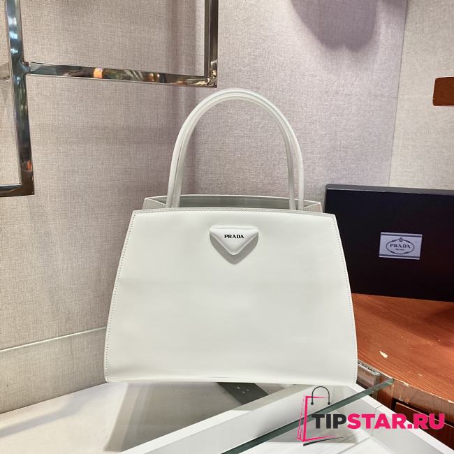 PRADA Brushed Leather Handbag (White)  - 1