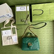GUCCI GG Marmont Mini Top Handle Bag (Green) - 6
