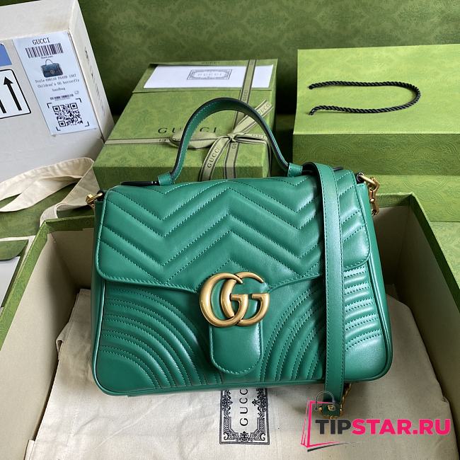 GUCCI GG Marmont Mini Top Handle Bag (Green) - 1