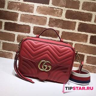 GUCCI GG Marmont Matelassé Shoulder Bag (Red)  - 1