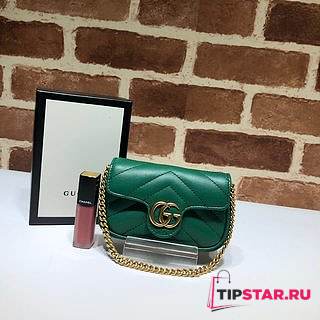 GUCCI GG Marmont Matelassé Leather Super Mini Bag (Green)  - 1