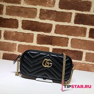 GUCCI GG Marmont Matelassé Super Mini Bag (Black)  - 1