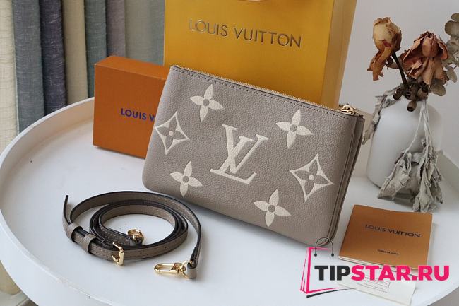 LV Double Zip Pochette Bicolor Monogram Empreinte Leather (Beige) M69203  - 1