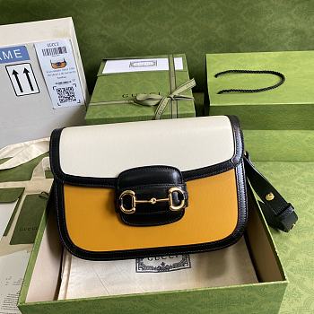 GUCCI Horsebit 1955 Shoulder Bag (Yellow_White) 602204