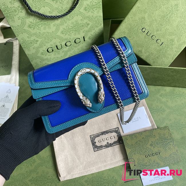 GUCCI Dionysus Mini Leather Bag (Navy Blue_Green) 476432  - 1