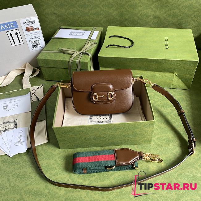Gucci Horsebit 1955 Mini Bag Full Leather (Brown) 658574  - 1