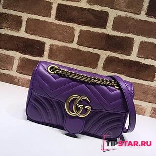 GUCCI GG Marmont Matelassé Mini Bag (Purple) 446744  - 1