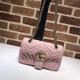 GUCCI GG Marmont Matelassé Mini Bag (Pink) 446744