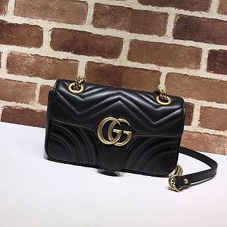 GUCCI GG Marmont Matelassé Mini Bag (Black) 446744 