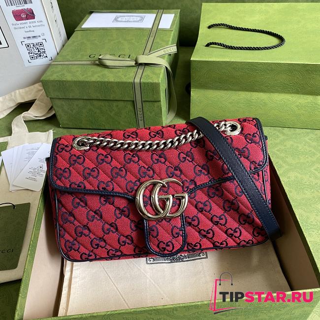 GUCCI GG Marmont Multicolour Small Shoulder Bag (Red Canvas) 443497  - 1