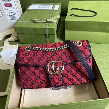 GUCCI GG Marmont Multicolour Small Shoulder Bag (Red Canvas) 443497 