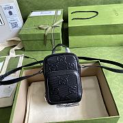 GUCCI GG Embossed Mini Bag In Black Leather 658553  - 1