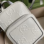 GUCCI GG Embossed Mini Bag In White Leather 658553 - 3