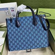 Gucci GG Multicolour Small Tote Bag In Blue Canvas 659983  - 3