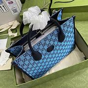 Gucci GG Multicolour Small Tote Bag In Blue Canvas 659983  - 4