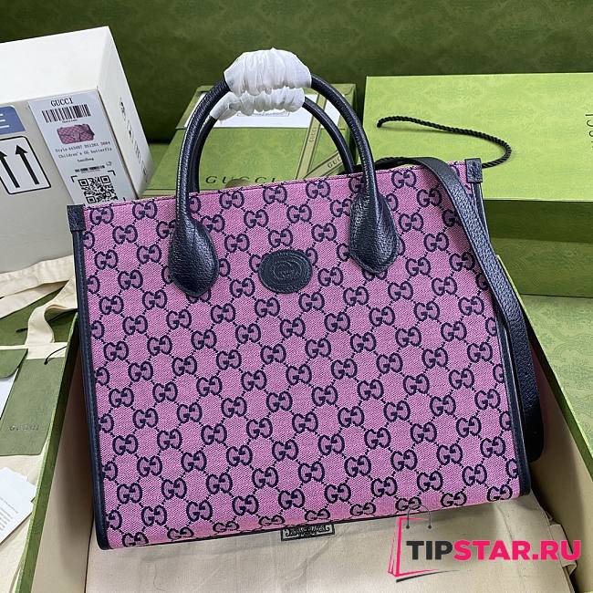 Gucci GG Multicolour Small Tote Bag In Pink Canvas 659983 - 1
