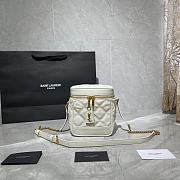 YSL 80's Vanity Bag In Carré-Quilted Grain De Poudre Embossed Leather (White) 649779  - 1