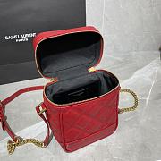 YSL 80's Vanity Bag In Carré-Quilted Grain De Poudre Embossed Leather (Red) 649779  - 5