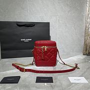 YSL 80's Vanity Bag In Carré-Quilted Grain De Poudre Embossed Leather (Red) 649779  - 1