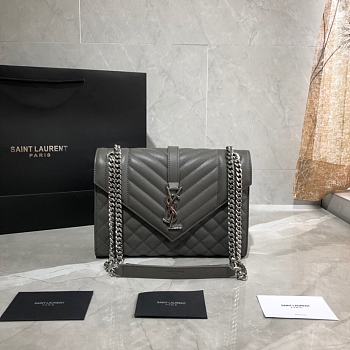 YSL Saint Laurent Dark Grey Leather Medium Envelope Sling Bag 487206 