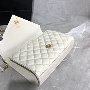 YSL Envelope Medium Bag In Mix Matelassé Grain De Poudre Embossed Leather (White) 528286  - 2