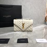 YSL Envelope Medium Bag In Mix Matelassé Grain De Poudre Embossed Leather (White) 528286  - 1