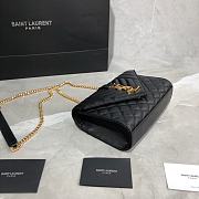YSL Envelope Medium Bag In Mix Matelassé Grain De Poudre Embossed Leather (Black) 528286 - 2