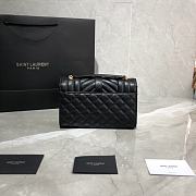 YSL Envelope Medium Bag In Mix Matelassé Grain De Poudre Embossed Leather (Black) 528286 - 3