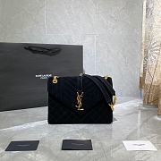YSL Saint Laurent Suede Envelope Medium Handbag (Black) 487206  - 1
