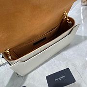 YSL Book Bag Smooth Leather Suede Crossbody Bag (White) 532756  - 3