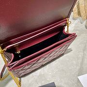 YSL Becky Diamond-Quilted Lambskin Chain Bag (Wine Red) 629246  - 4