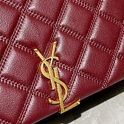 YSL Becky Diamond-Quilted Lambskin Chain Bag (Wine Red) 629246  - 2