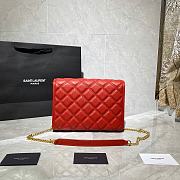 YSL Becky Diamond-Quilted Lambskin Chain Bag (Red) 629246  - 5