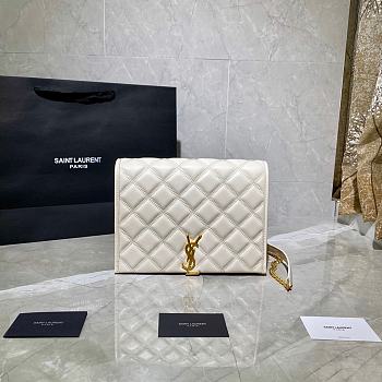 YSL Becky Diamond-Quilted Lambskin Chain Bag (White) 629246